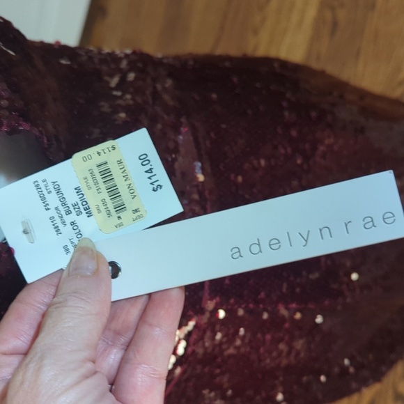 Adelyn Rae Burgundy Sequin Mini Wrap Slip Party Showgirl Dress NWT Sz M - Picture 6 of 10